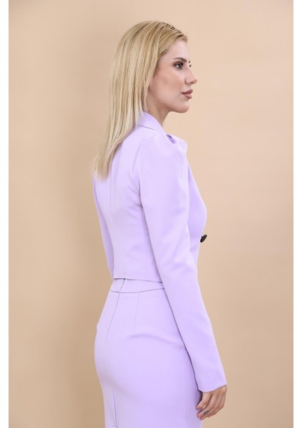 Erkek Yaka Drape Kollu Kısa Ceket-Menekşe