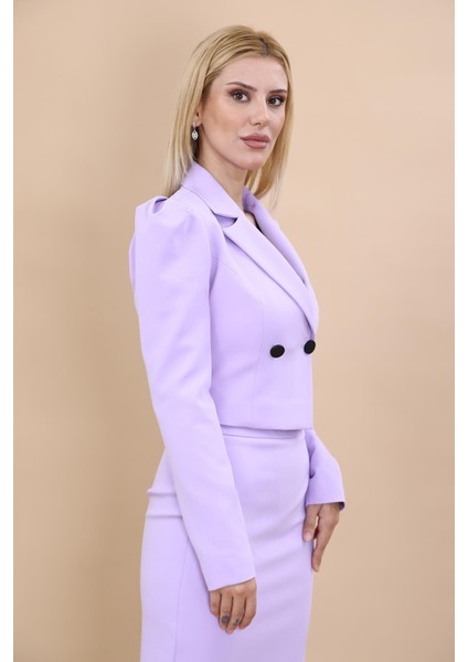 Erkek Yaka Drape Kollu Kısa Ceket-Menekşe