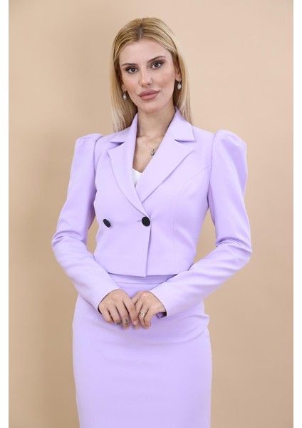 Erkek Yaka Drape Kollu Kısa Ceket-Menekşe