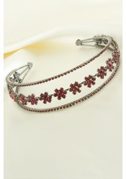 Çiçek Lüks Taşlı Gelin Tacı