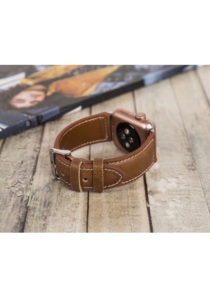 Apple Watch Uyumlu Deri Kordon 42-44-45MM Nm4-As2 Taba fiyatları