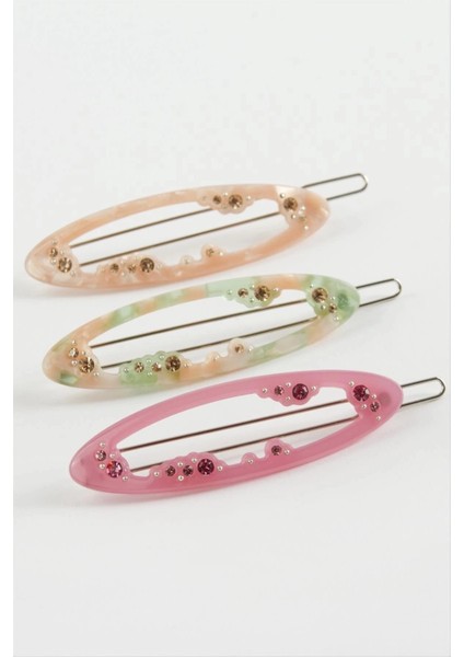 Oval Taşlı Klipsli Toka