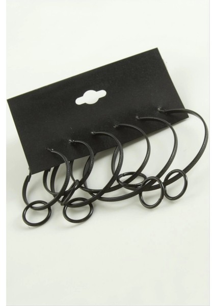 Noktalı Iç Içe Metal Halka Küpe 6 Adet