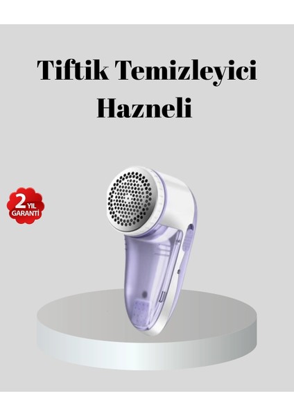 Buğz Şarjlı Tiftik Temizleyici – Çıkarılabilir Hazneli, Anti-Statik Fırçalı, USB Şarjlı