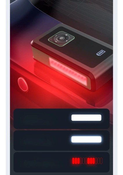 Şarjlı Taşınabilir Çantalı Araç Akü Şarj Takviyeli Göstergeli Işıklı Hava Kompresörü Powerbank Şarj