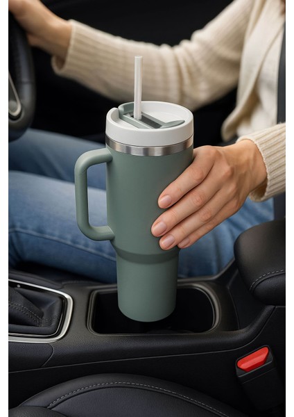 304 L Çelik 1,2 L Pipetli Yeşil El Termos Mug (Sızdırmazlık Yok) CIN856YSX fiyatları