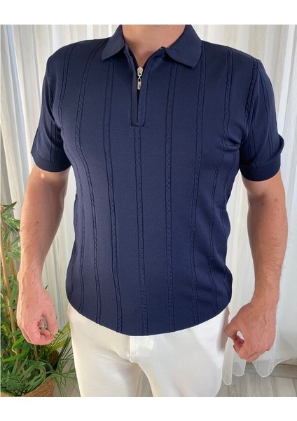 Fermuarlı Polo Yaka Triko