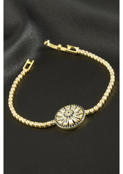 Buğz Yuvarlak Zirkon Taşlı Çocuk Bileklik 16 cm