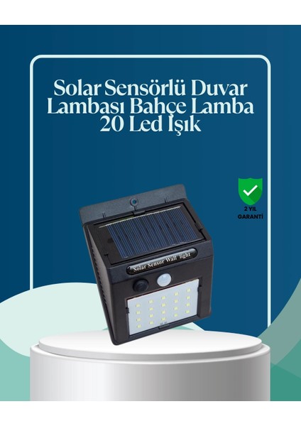 Sensörlü 20 LED Solar Duvar Lambası 3 Metre Algılama Mesafesi