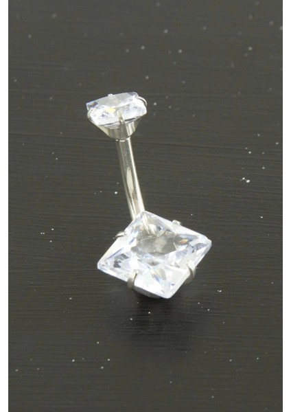 Kare Zirkon Taşlı Çelik Piercing 1 Adet
