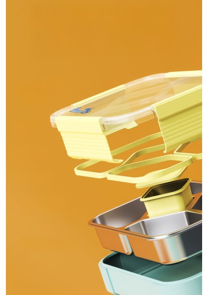 304 Çelik 1020 ml 4 Bölmeli Öğrenci Ofis Yemek Mama Kabı Sefertası MT181YSX modelleri