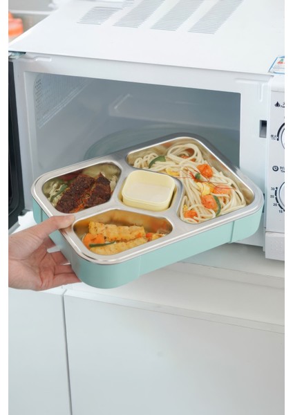 304 Çelik 1020 ml 4 Bölmeli Öğrenci Ofis Yemek Mama Kabı Sefertası MT181YSX fırsatları