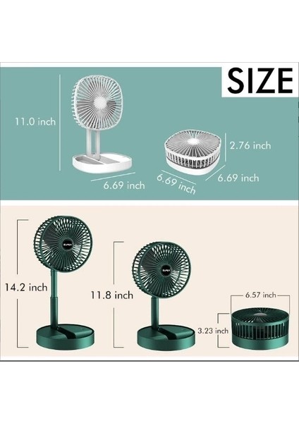 Buğz Katlanır Teleskopik Zemin Fanı Yaz Sessiz Öğrenci Masaüstü Fan USB Şarj Edilebilir Taşınabilir Ev Mini Hava Soğutucu modelleri