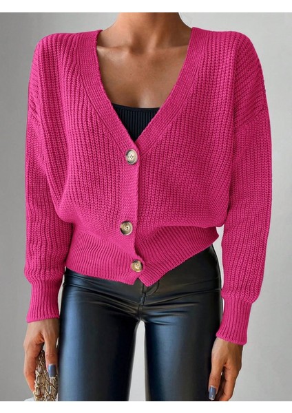 Rengastyle Kadın Düğme Detay Triko Hırka