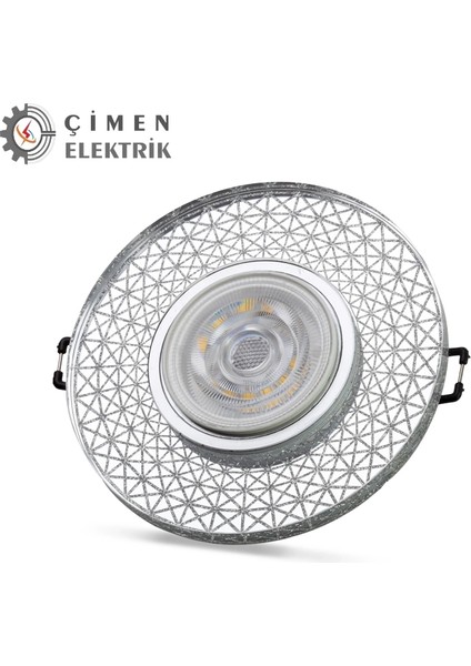 Noas YL65 1767 Iris LED Çerçeveli 4000K Yuvarlak Kristal Cam Spot Kasa - Priz ve Anahtar Için Uyumlu Çerçeve