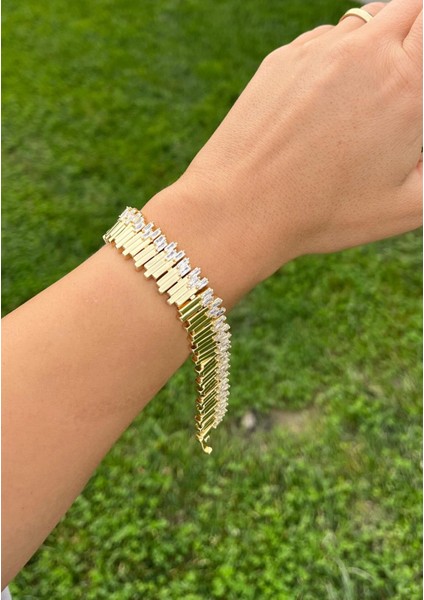 14K Taşlı Çubuk Bileklik