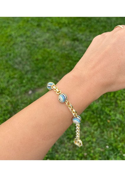 14K Top Nazar Boncuklu Bileklik