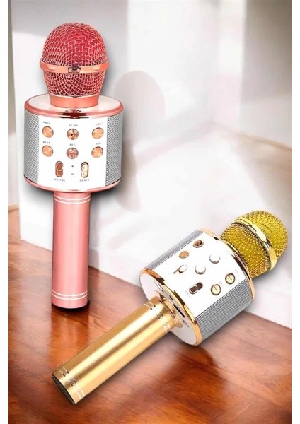 Kablosuz Bluetooth Karaoke Mikrofon USB ve Aux Girişli, Yüksek Ses Kalitesi