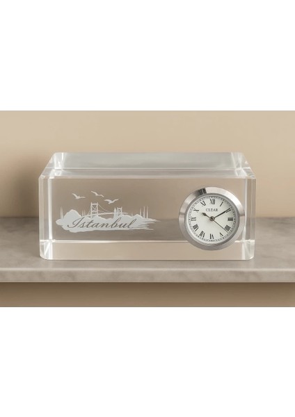 Istanbul Tasarımlı Kristal Saatli Biblo