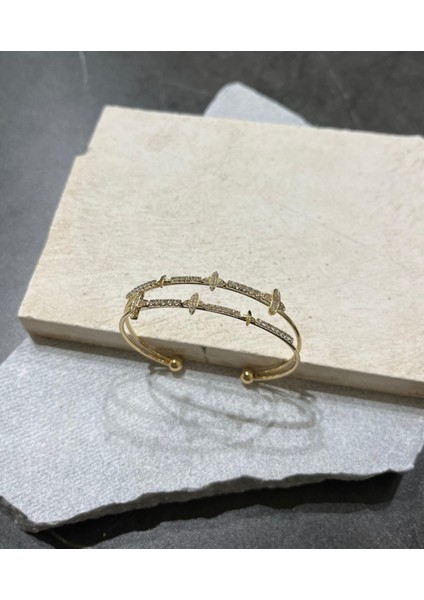 Altın Renkli Taşlı Yonca Kelepçe fiyatları