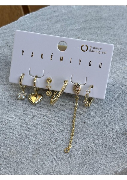 Karışık Desenli Altılı Küpe