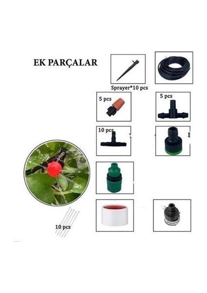 15 Metre Bahçe Damlama Sulama Sistemi Seti Hortum ve Ek Parçaları fırsatları