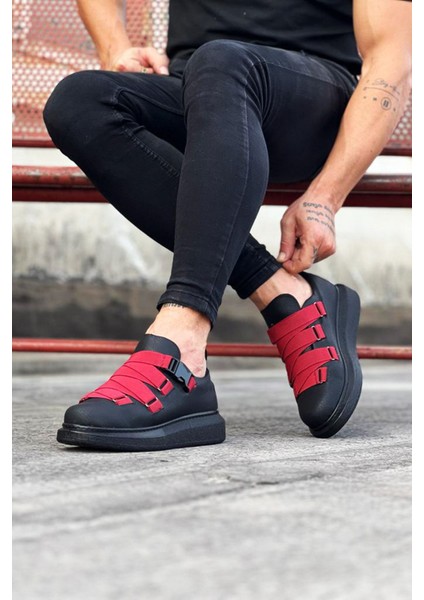 Kömür Kırmızı Erkek Yüksek Taban Ayakkabı fiyatları