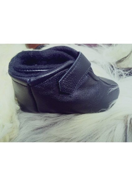 Unisex Organik Hakiki Kuzu Deri Içi Polarlı Hakiki Bebek Patiği Ayakkabı Panduf