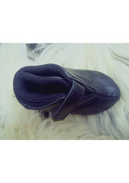 Unisex Organik Hakiki Kuzu Deri Içi Polarlı Hakiki Bebek Patiği Ayakkabı Panduf