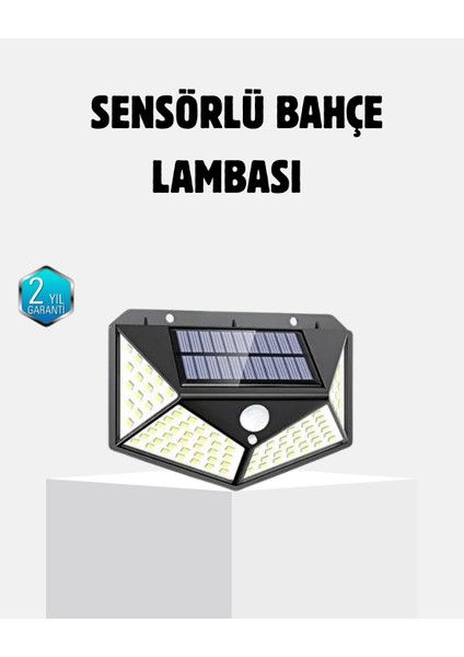 Buğz Güneş Enerjili 100 LED Dış Mekan Lamba – Hareket Sensörlü, 2200MAH Bataryalı Solar Aydınlatma