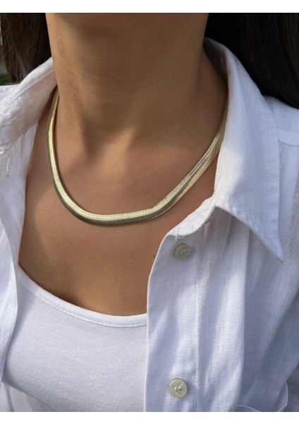 Altın Renk Kalın Italyan Zincir Kolye