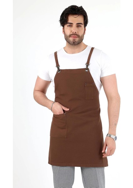 Barista Askılı Önlük Tek Cepli - Kahve