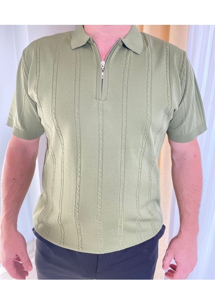 Fermuarlı Polo Yaka Triko