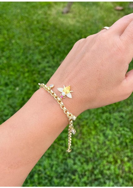 Arı ve Taş Charmlı Bileklik