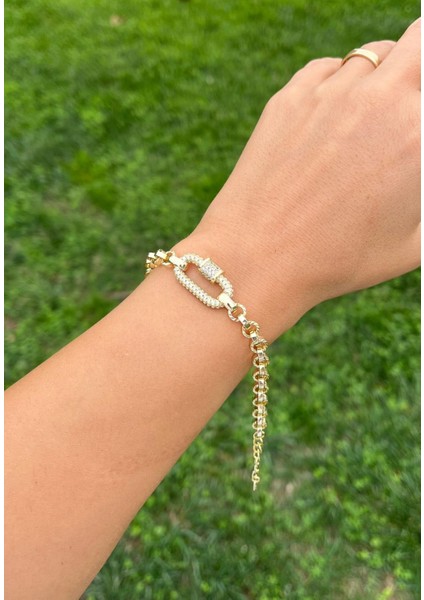 14K Oval Taşlı Bileklik