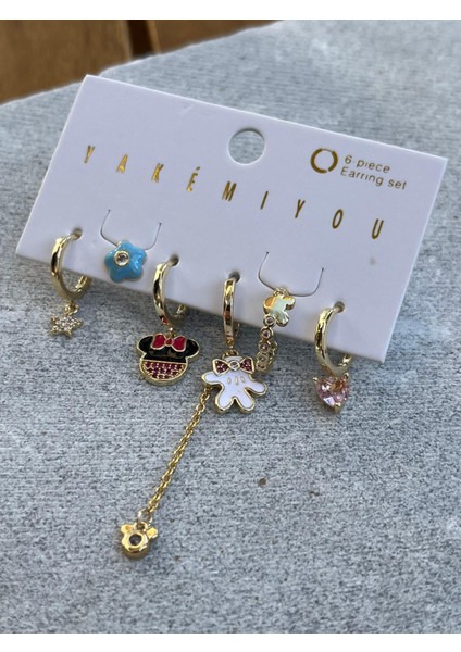 Mickey Mouse Altılı Küpe