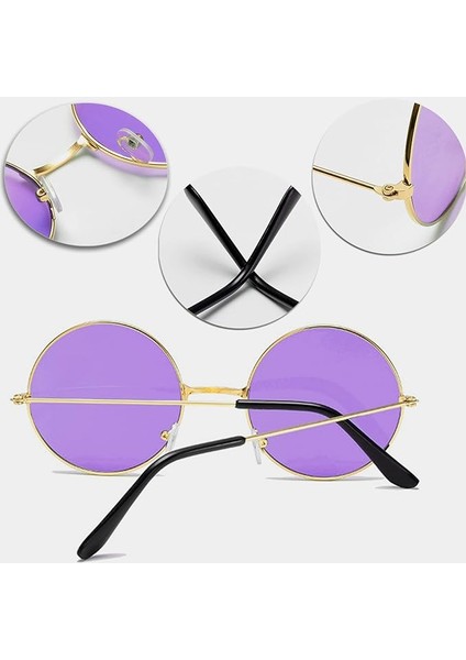 Yuvarlak Cam John Lennon Tarzı Gold Çerçeveli Mor Gözlük fiyatları