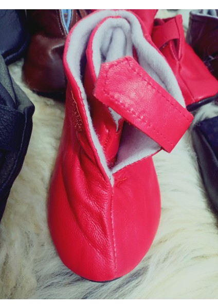 Unisex Organik Hakiki Kuzu Deri Içi Polarlı Hakiki Bebek Patiği Ayakkabı Panduf