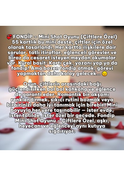 Fondip Mini Shot Oyunu Çiftlere Özel modelleri