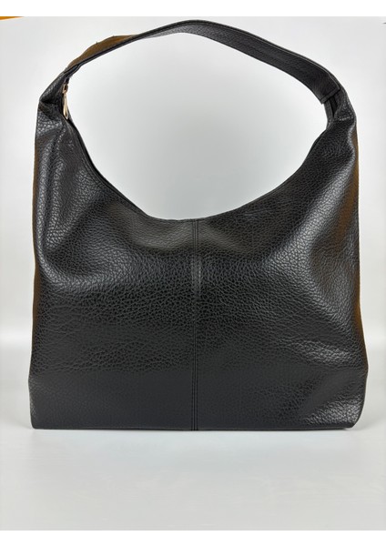 Kadın Suni Deri Siyah Kapitone Dokulu Maxi Boy Omuz Çantası