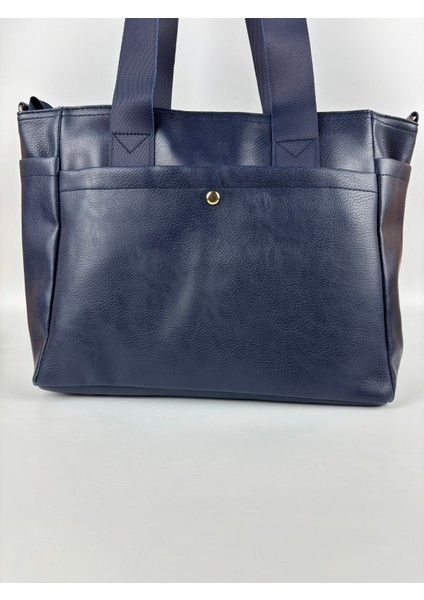 Kadın Suni Deri Lacivert Geniş Hacimli Casual Maxi Boy Omuz Çantası fiyatları