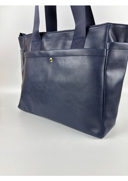 Kadın Suni Deri Lacivert Geniş Hacimli Casual Maxi Boy Omuz Çantası indirimleri