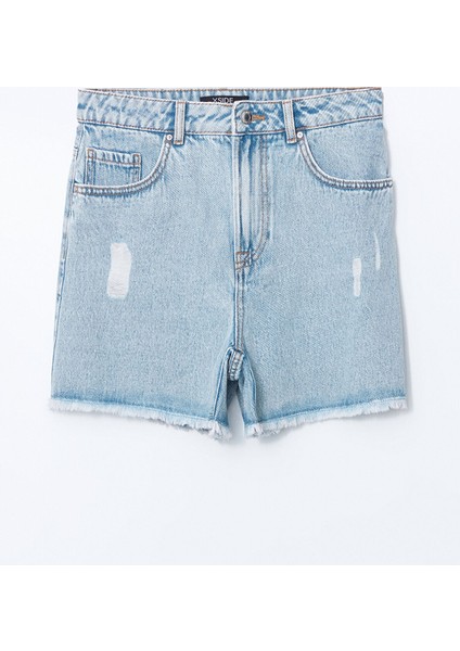 Yeni Sezon Dar Fit Yırtık Detaylı Kadın Jean Şort indirimleri