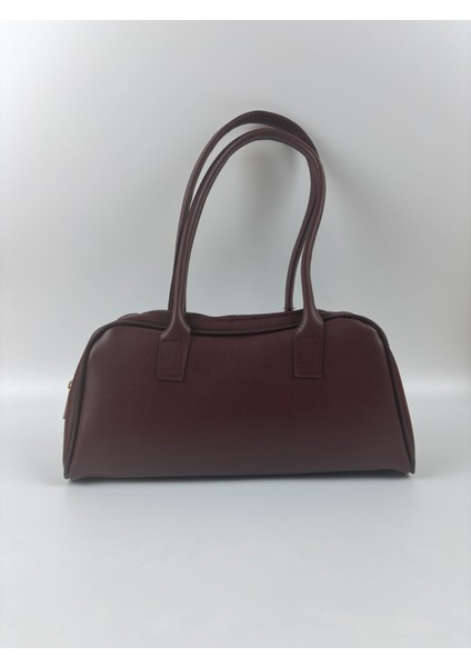 Kadın Suni Deri Bordo Uzun Form Baget Minimal Midi Boy Omuz Çantası modelleri