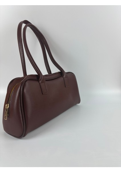 Kadın Suni Deri Bordo Uzun Form Baget Minimal Midi Boy Omuz Çantası fırsatları