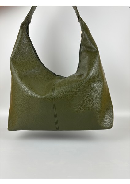 Kadın Suni Deri Haki Kapitone Dokulu Maxi Boy Omuz Çantası modelleri