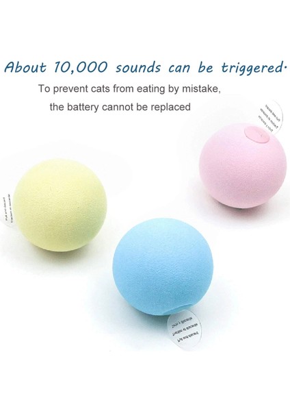 Sesli ve Akıllı Kedi Oyuncak Topu - 50 Mm, Hayvan Sesli, Eğlenceli Kedi Oyuncağı