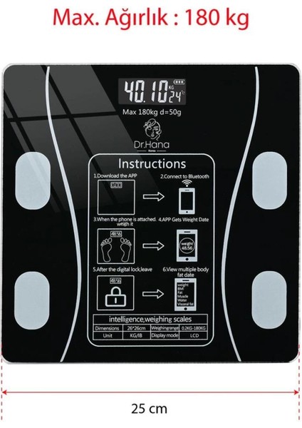 Dijital Baskül Yağ Su Kas Vücut Kitle Endeksi Kilo Ölçer Tartı fırsatları