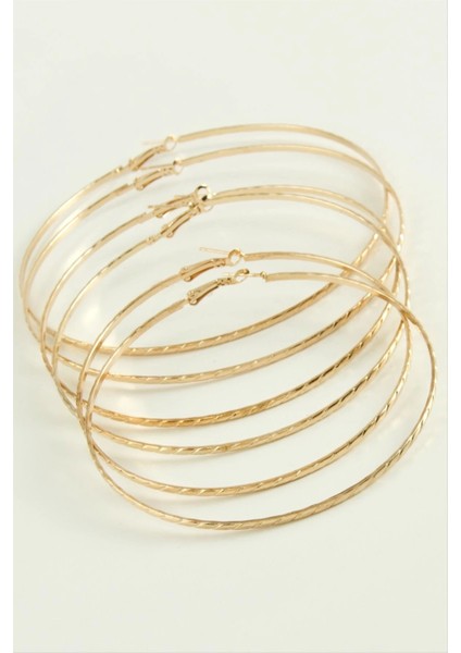 Burgulu Metal Halka Küpe 6 Adet