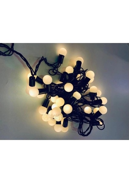 5 Metre 28 Mini Top LED Sarı Işık Fişli Siyah Kablo